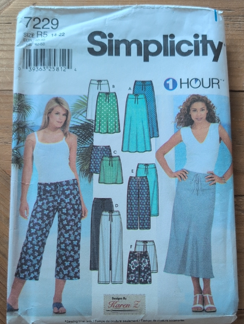 2002 Simplicity Pants & Skirt Pattern: 7229, "1 Hour", Uncut